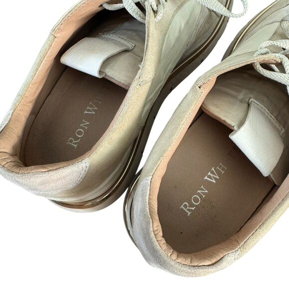 RON WHITE Ava Colorblock Suede Sneakers In Oyster 40 - Picture 8 of 9